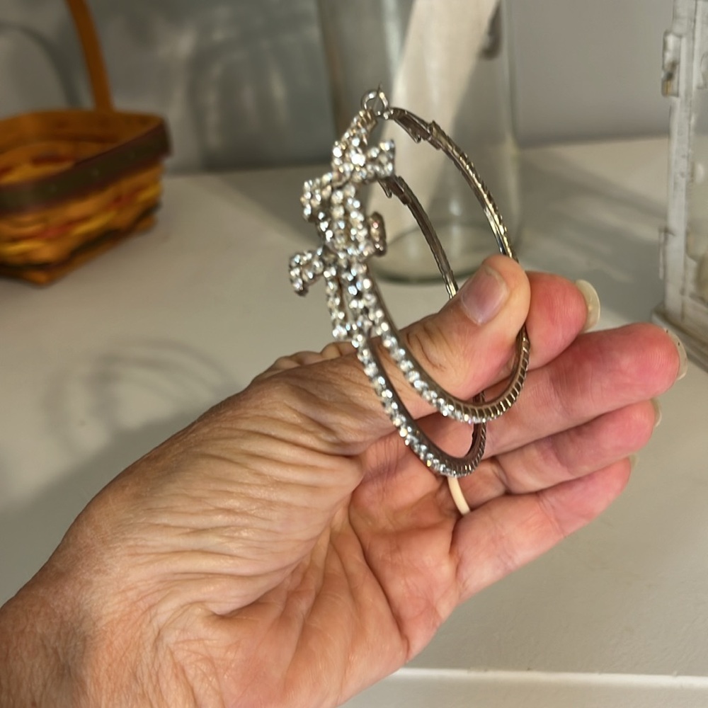 Big Rhinestone Cross Loops - Picture 6 of 11